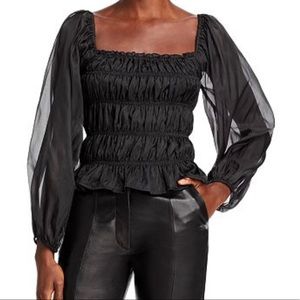 Lucy Paris smocked long sleeve blouse